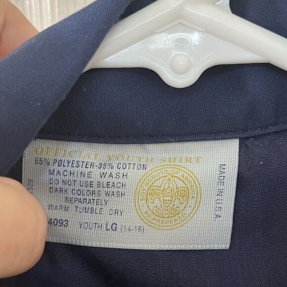 Boy Scouts of America Button Up Blue Uniform Top Patches Neckerchief Boys Size L - Picture 8 of 14